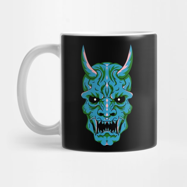 Oni Demon Skull - Blue/Green by Starquake